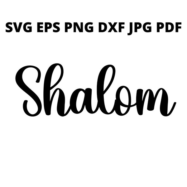 Shalom SVG Clipart, Jewish Sign Jpg Digital Download, Jew Greeting Eps Png Dxf Printable, Hebrew Word Pdf Vector File