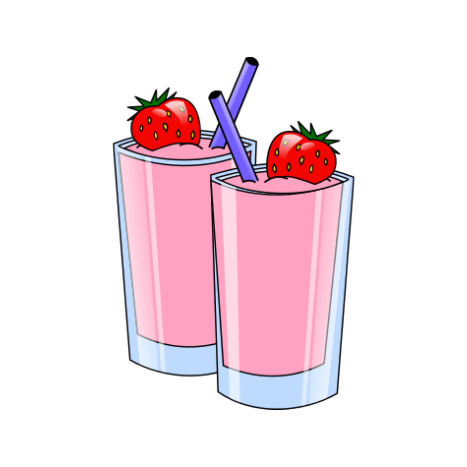 Cartoon Strawberry Milkshake SVG Clipart Hand Drawn | Etsy