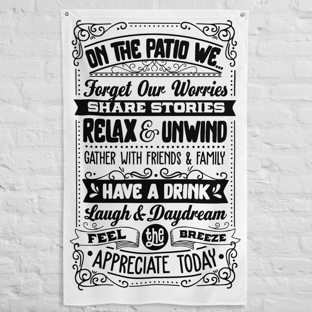 Large Fabric PATIO RULES Banner House Porch Unique Tapestry Etsy