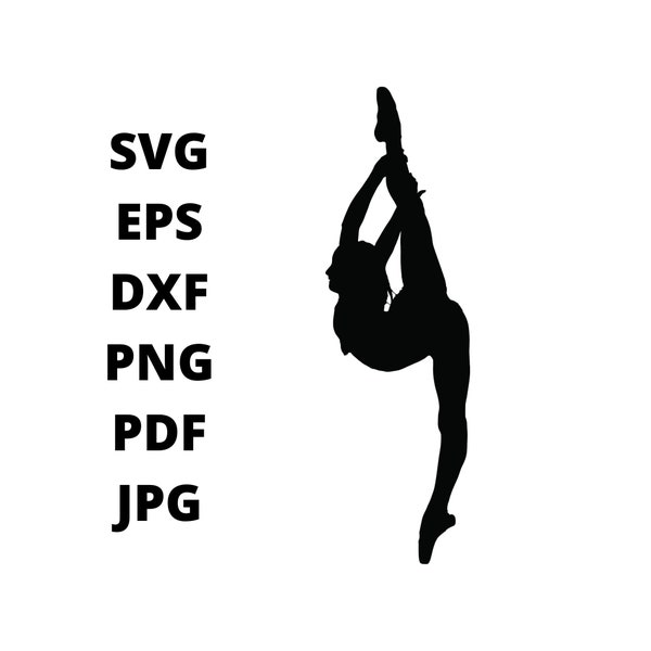 Ballerina Pose SVG Clipart, Ballet Dancer Digital Download, Penche Position Eps Png Dxf Printable, Dancing Studio Vector Files