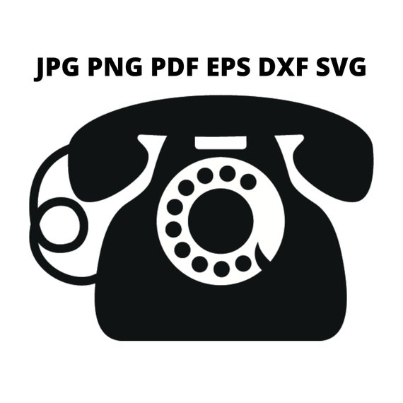 Black and White Old Telephone SVG Clipart, Dial Phone JPG Digital