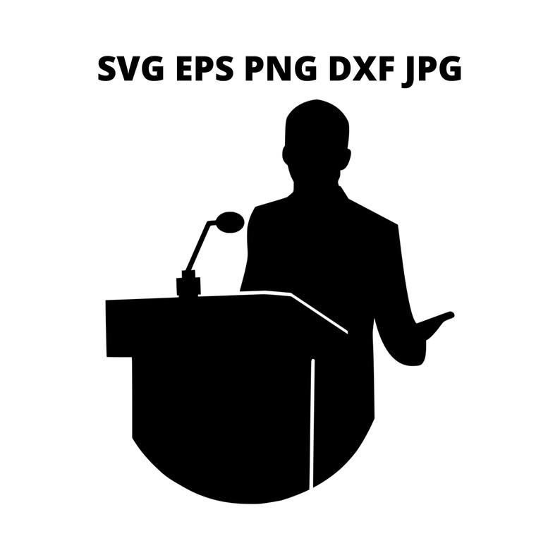 Public Speaker Silhouette SVG Clipart Orator Talking Digital Etsy