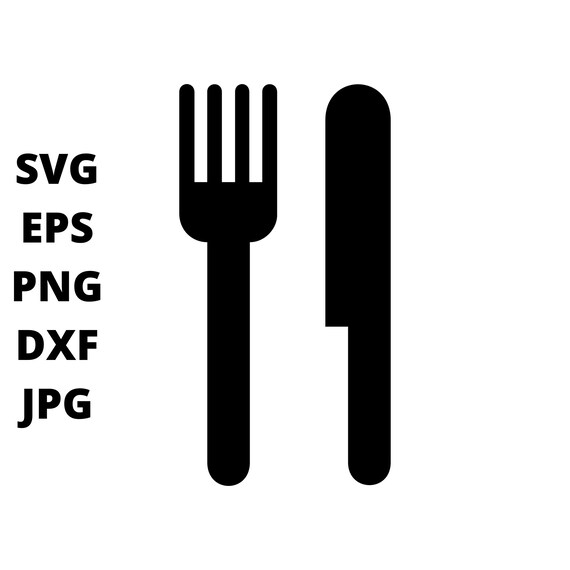 Black And White Knife And Fork SVG Clipart Cutlery Image Etsy