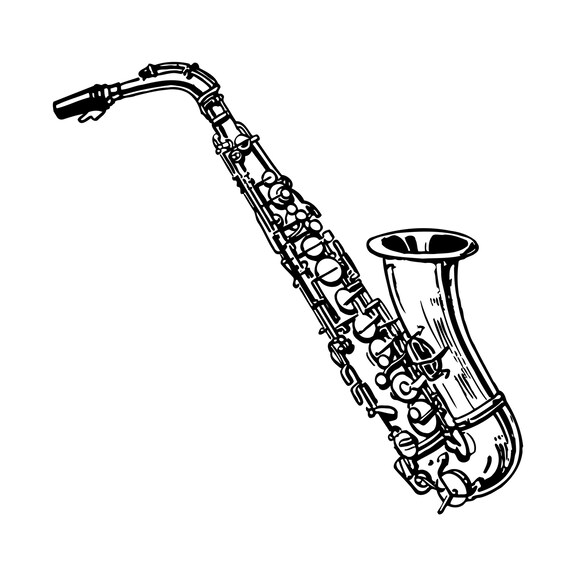 Black and White Saxophone SVG Clipart, Saxophone Music Image Digital  Download, Saxophone Eps Png Dxf Printable, Saxophone Vector File - Etsy