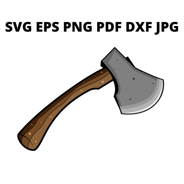 Colorful Hatchet Axe SVG Clipart, Wood Worker Jpg Pdf Image Digital Download, Woodcutter Eps Png Dxf Printable, Lumperjack Vector File