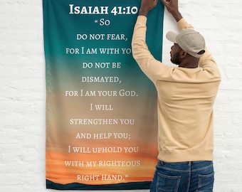 Large Isaiah 41:10 Bible Verse Banner, Outdoor Fabric Religious Sign, Biblical Psalm Hanging Wall Art, Educational Words Polyester Poster