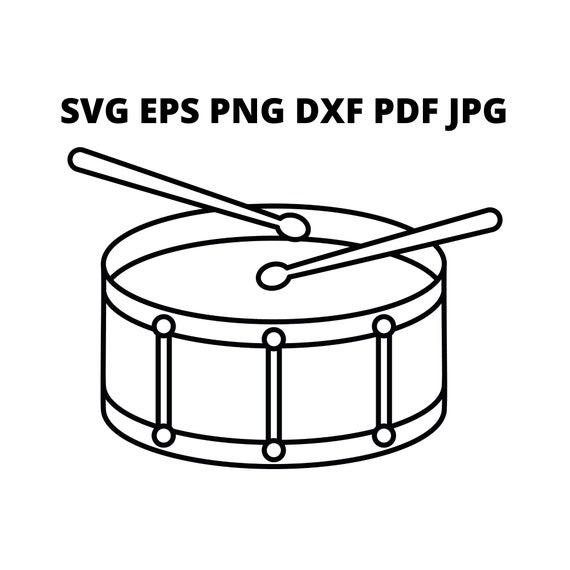 Black and White Drum SVG Clipart Band Instrument Jpg Image Etsy