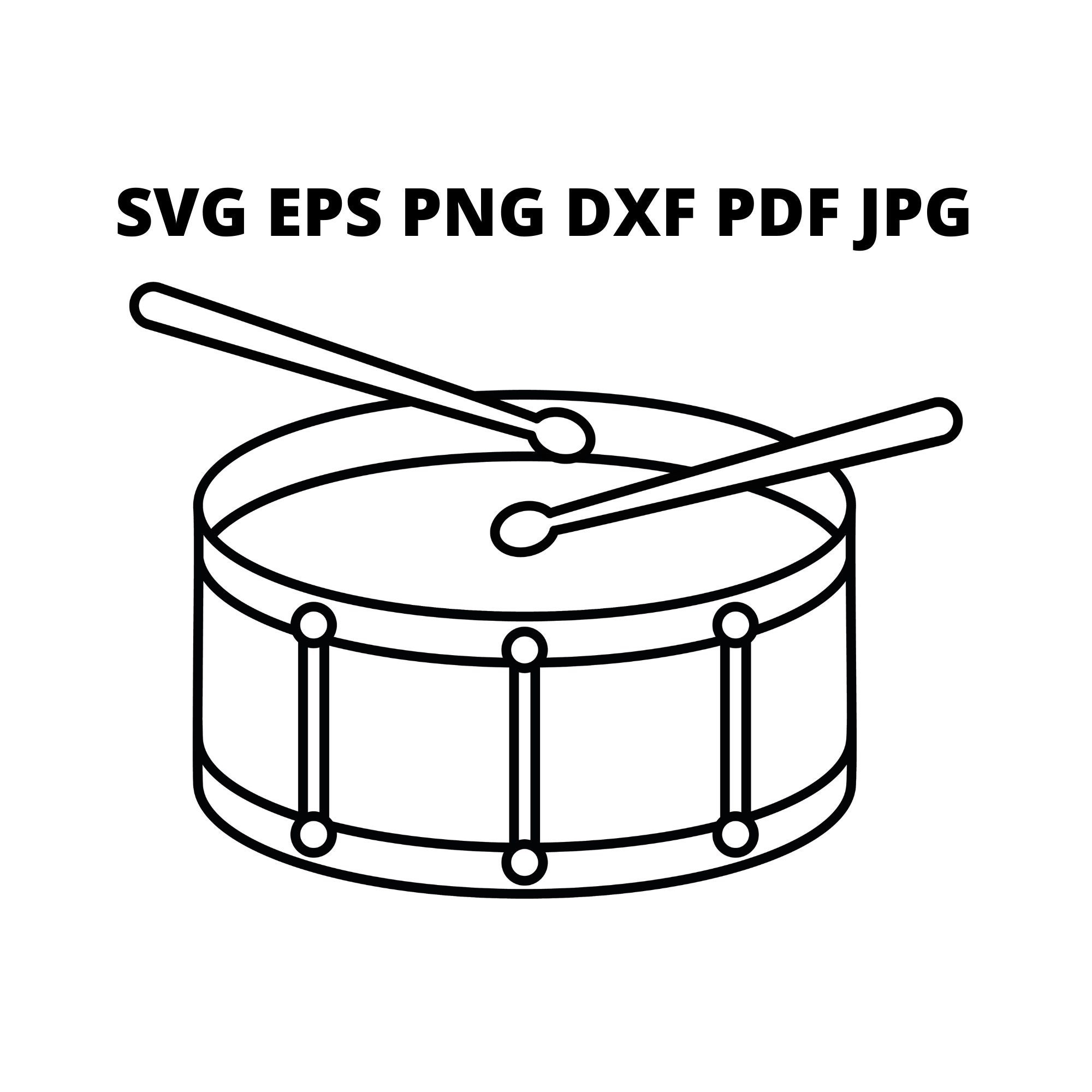 Black and White Drum SVG Clipart Band Instrument Jpg Image Etsy Canada
