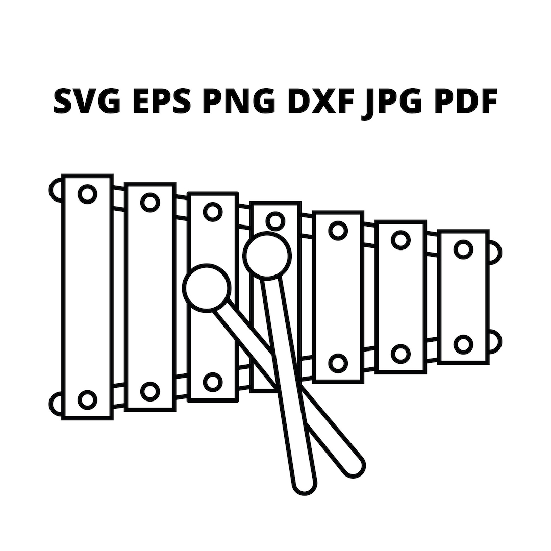 Black and White Xylophone SVG Clipart, Band Instrument Jpg Image