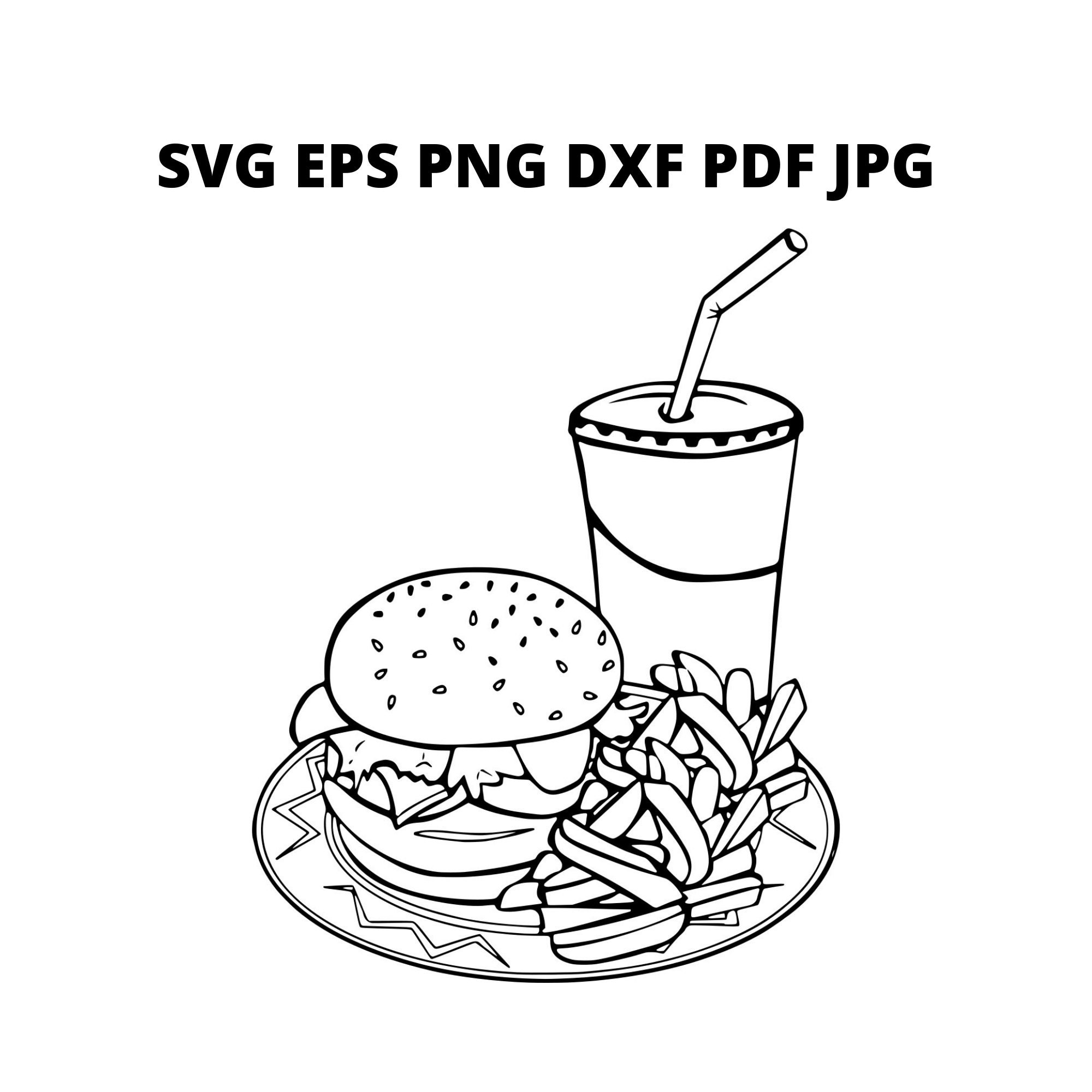 Eating Junk Food Clipart Black And White
