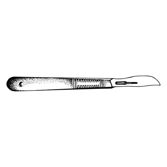 Black White Scalpel SVG Clipart, Doctor Knife Eps Png Dxf JPG