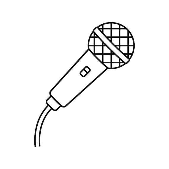 Microfono bianco e nero SVG clipart, strumento di canto jpg immagine  digitale download, cantante eps png dxf stampabile, microfono pdf file  vettoriale -  Italia