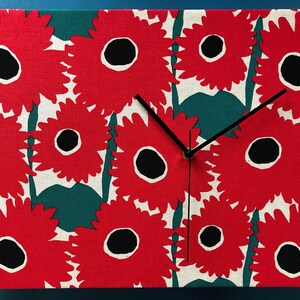 Modern väggklocka med japansk blommönster, väggdekor, retro boho-stil väggklocka, väggdekoration, väggklocka från mitten av århundradet, 40 x 30 cm