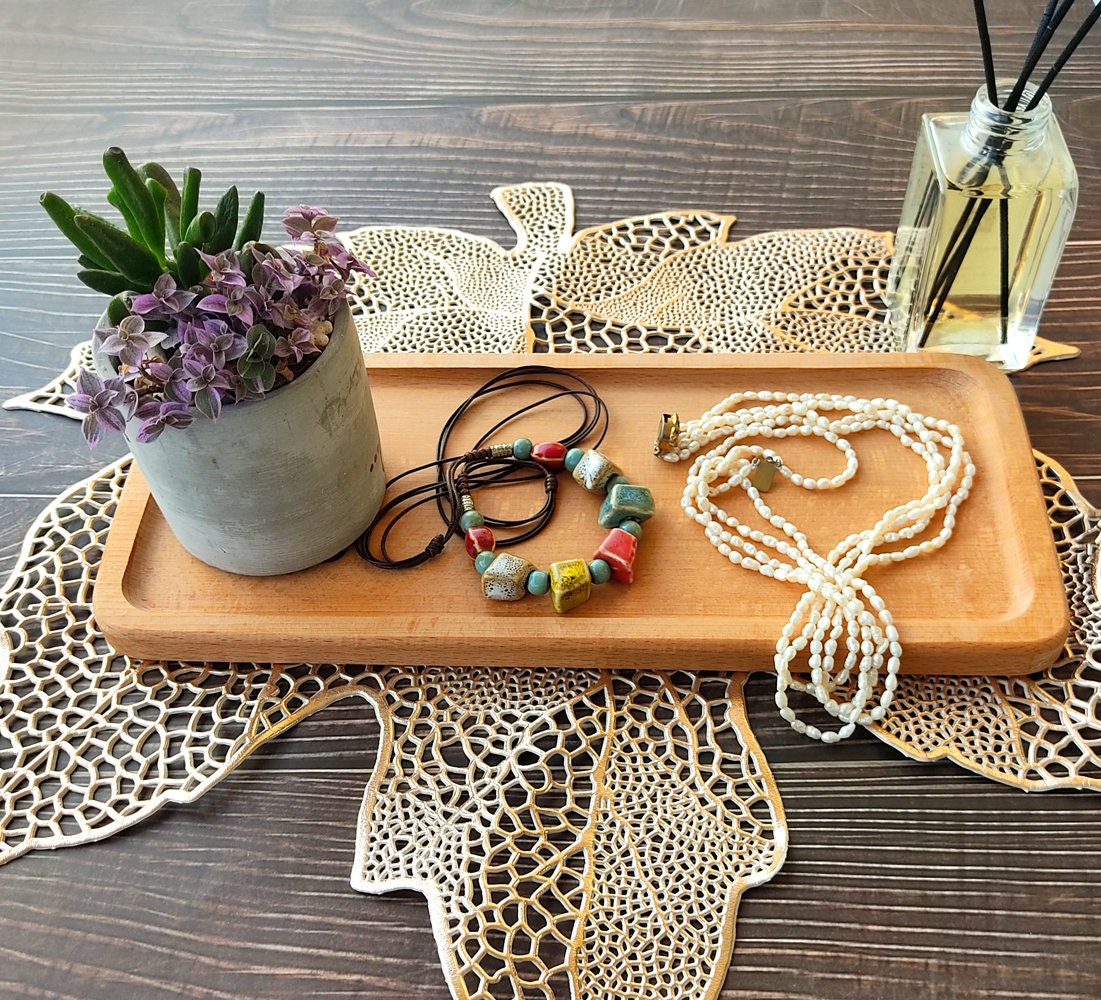 Wooden Tray for Decor, Serving Trays and Wood Platters for Food