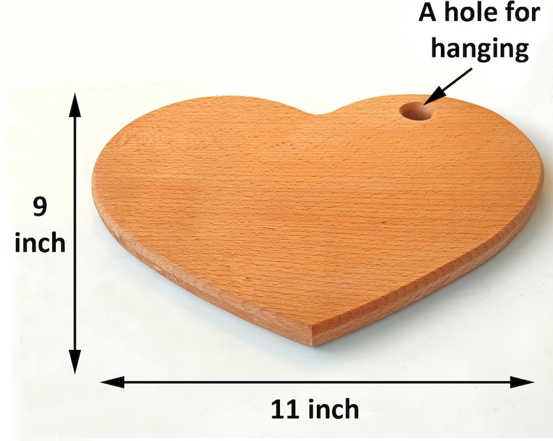 Wooden Heart Shaped Cutting Board Romantic Heart Platter, Solid ...