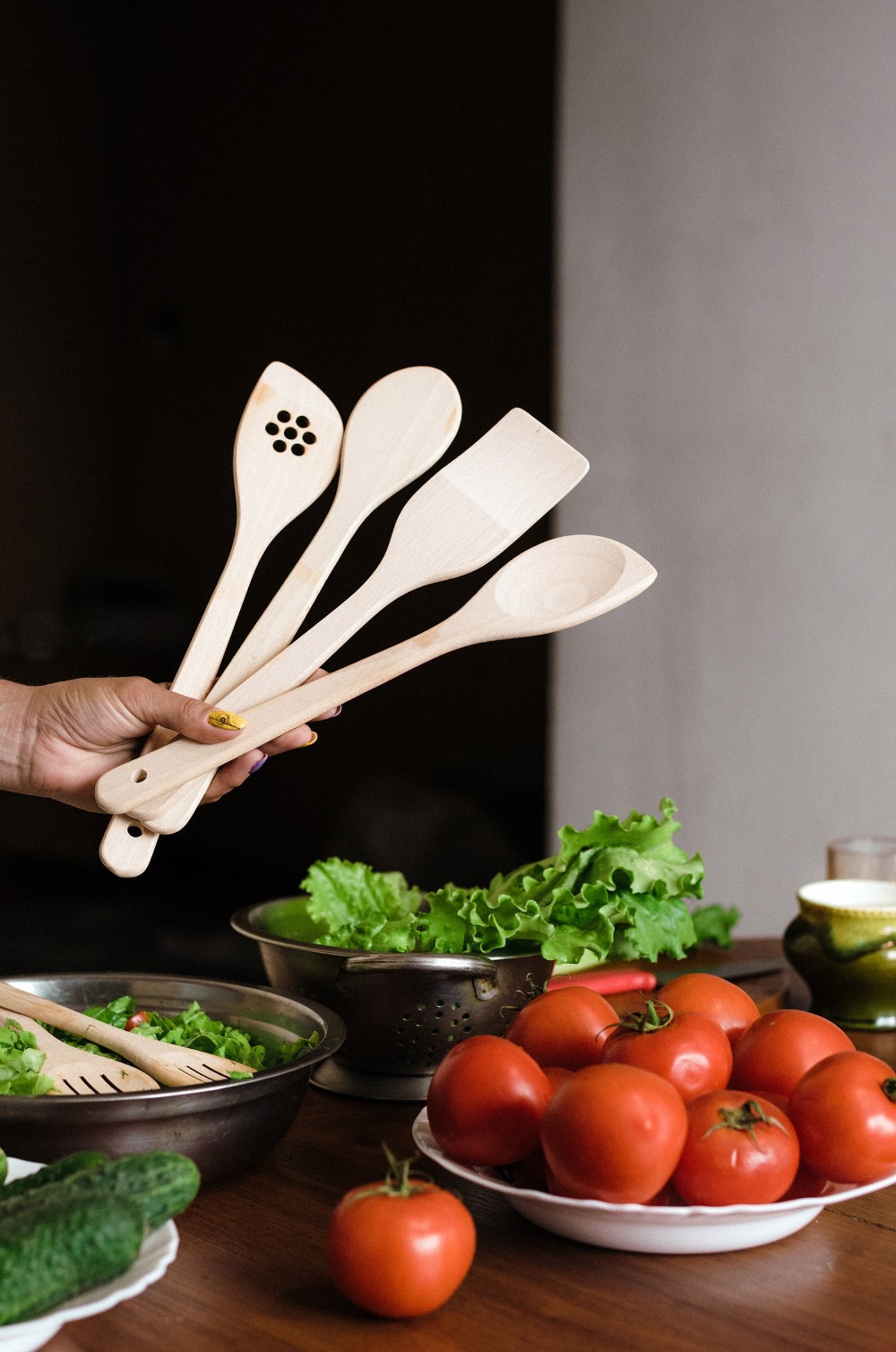 6x Healthy, Safe Wooden Spoons for Cooking, Crafts and Kitchen Decor Cooking Utensils Set 100