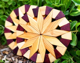 Handmade Wood Trivet Gift Set. Set of 2 Natural Wood Trivets. Housewarming Kitchen Gift. Wooden Hot Pad Pot Holder. Farmhouse Table Decor