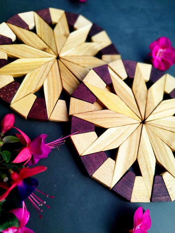 Wooden Trivets For Hot Dishes, Hot Pot Holder For Kitchen Foldable Tree Coaster For Cup And Teapot Wooden Gifts For Kitchen And Dining