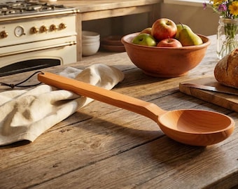 18" Wooden Spoon with Scoop for Canning and Home Brewing. Heavy Duty Long Handle Mixing Spoon for Big Batches. Hardwood Stirring Spoon. Gift
