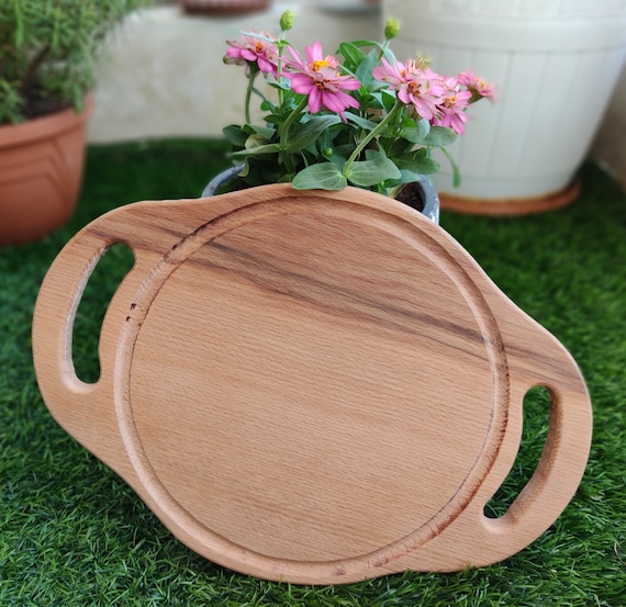 Small Round Wood Cutting Board with Juice Groove