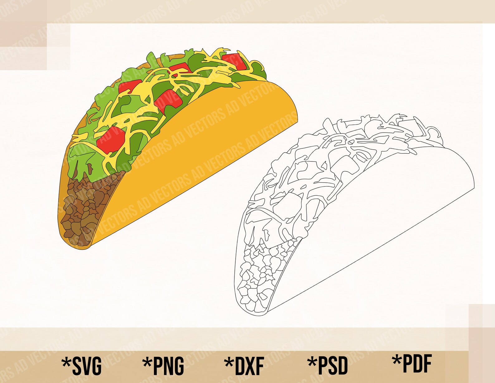 Tacos SVG Cricut Cut File Tacos PNG Printable Pdf Dxf Etsy