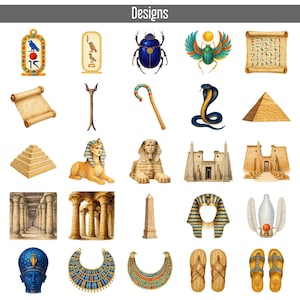 75 Watercolor Ancient Egypt Clipart Bundle, Pharaohs, Gods, Pyramids, PNG, Instant Download, Commercial Use, Cleopatra, Eye of Horus image 4