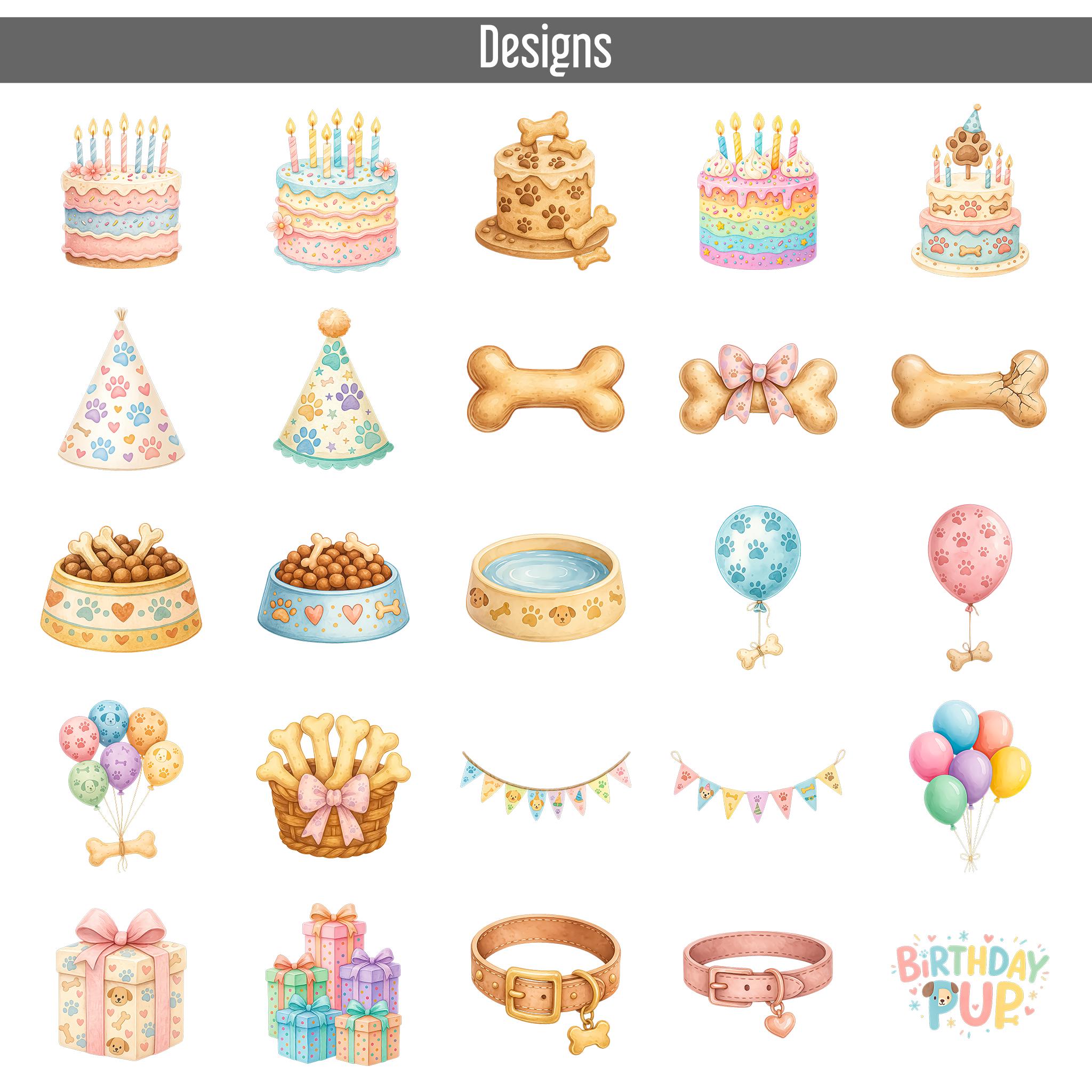 75 Cute Dog Breeds Clipart Bundle, Watercolor Puppy Birthday Party PNG ...