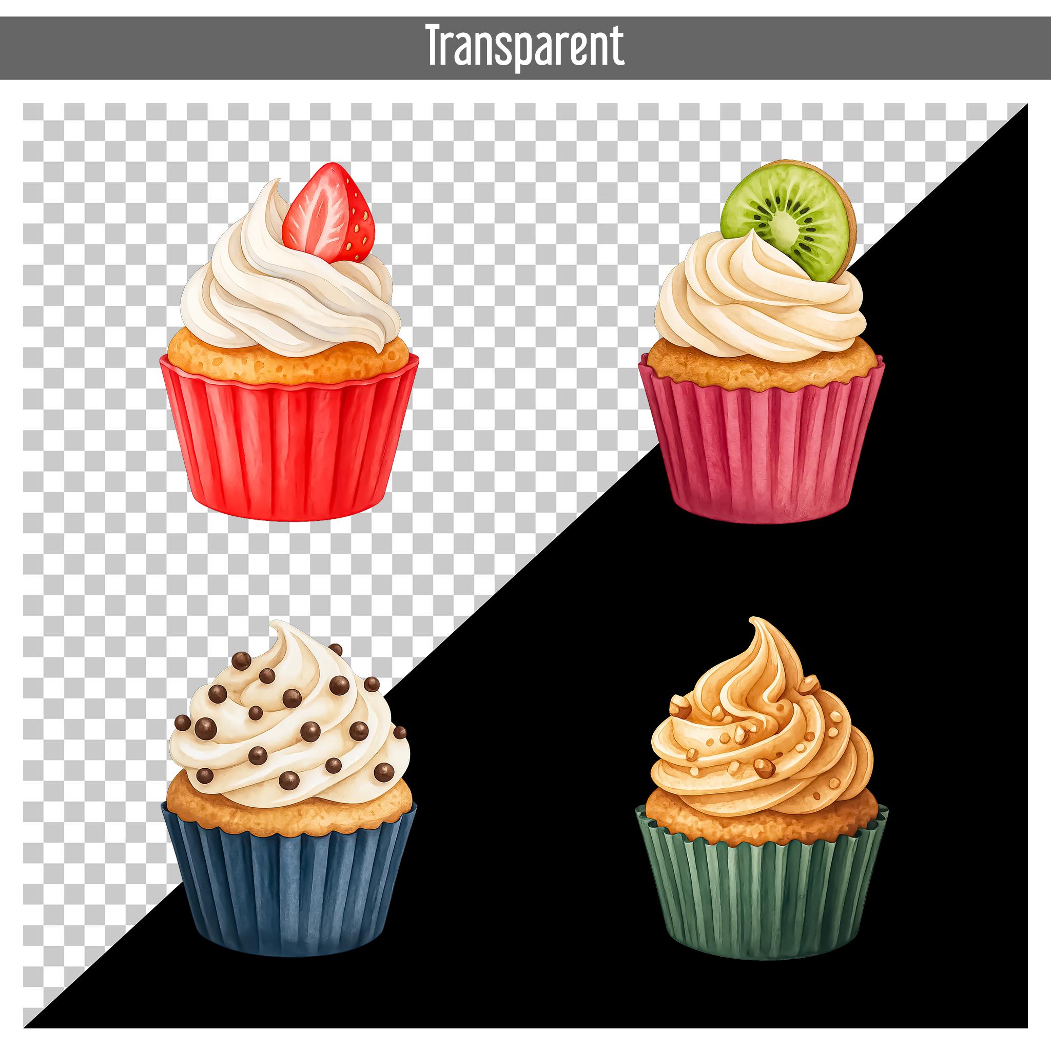 25 Cupcakes Watercolor Clipart PNG, Sweet Treats Dessert Digital for ...