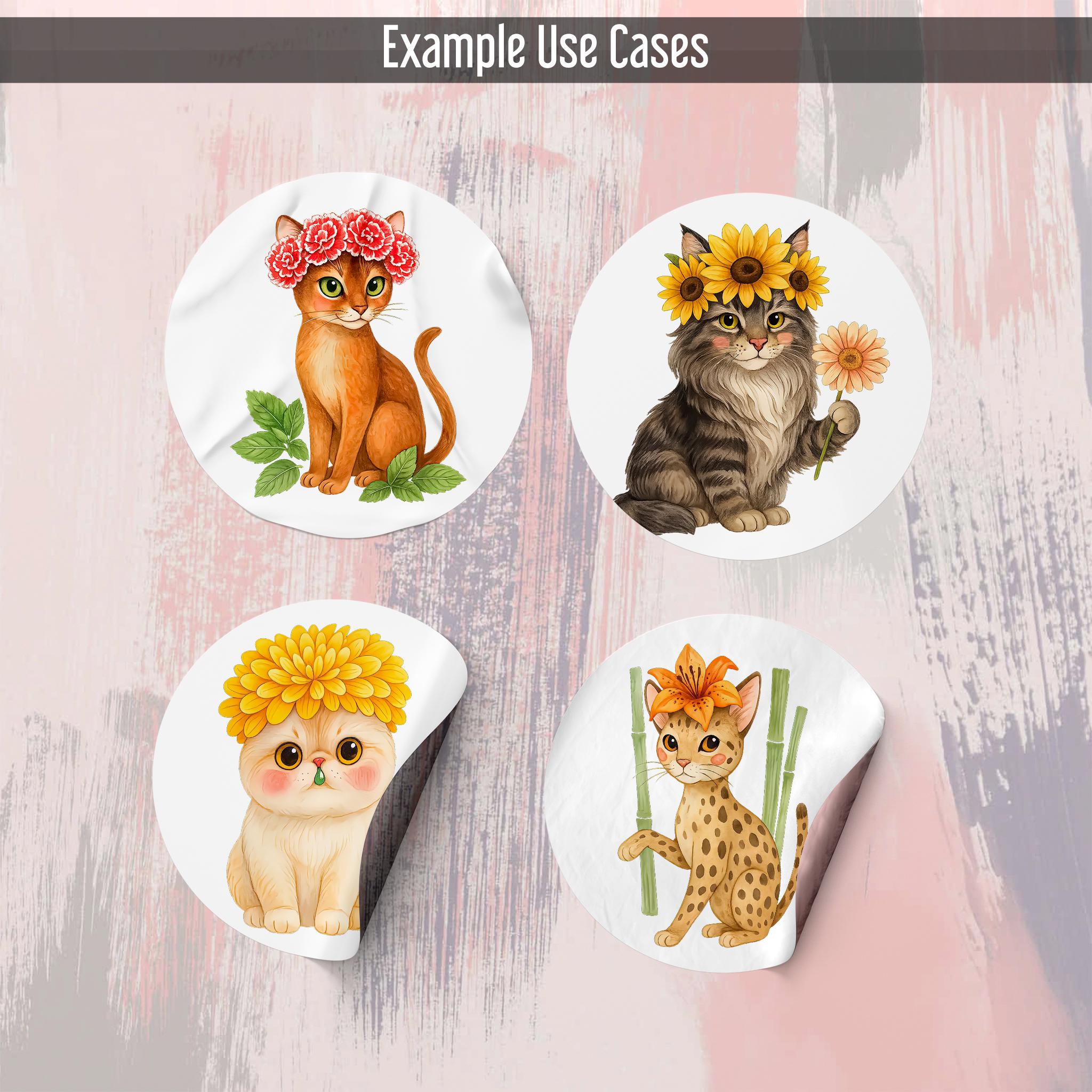 25 Floral Cat Clipart PNG Set, Cute Kitten Watercolor Clipart, Nursery ...