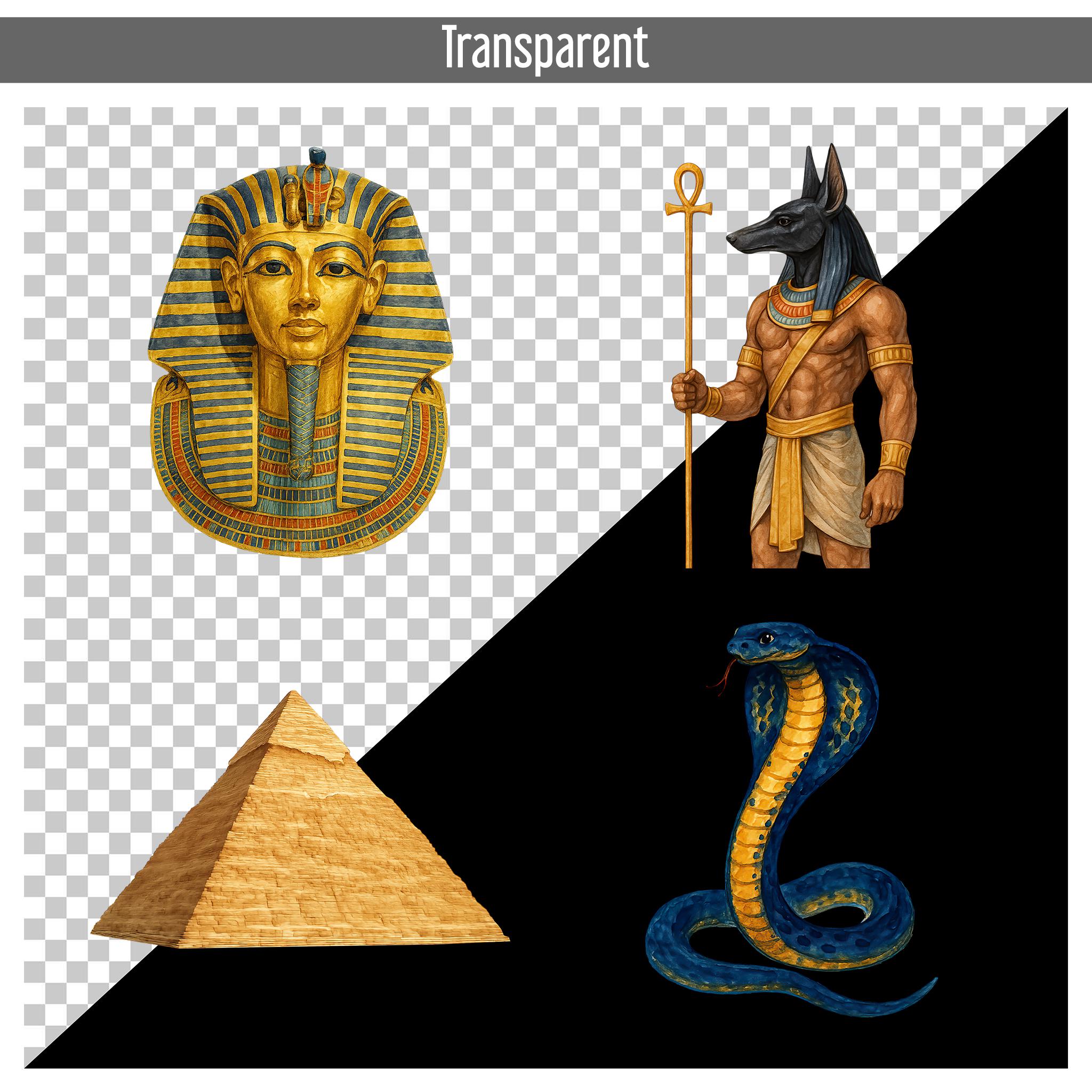 75 Watercolor Ancient Egypt Clipart Bundle, Pharaohs, Gods, Pyramids ...