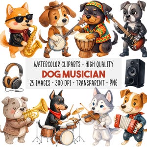 25 Clipart Chien Musical Aquarelle, Chiot Mignon Transparent PNG