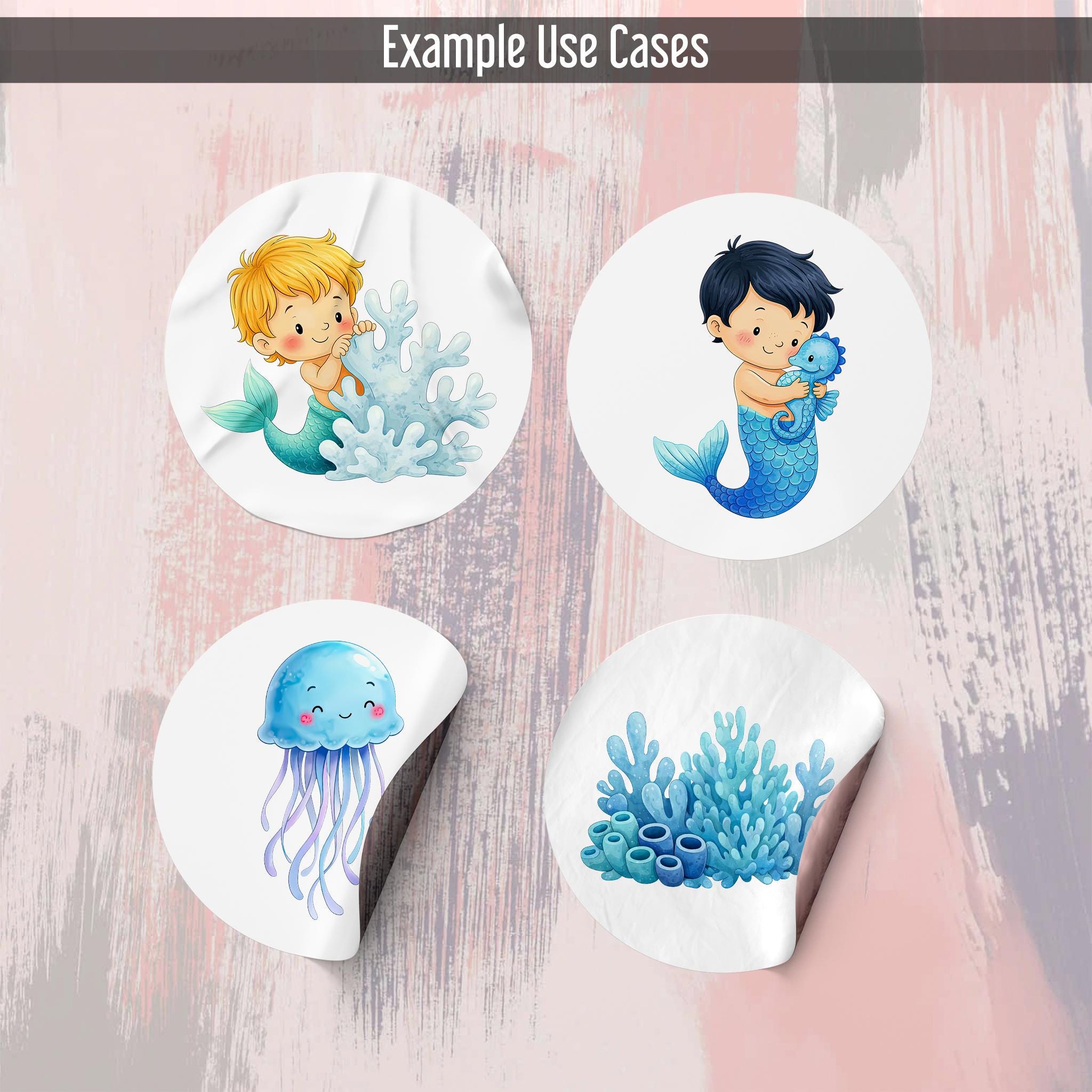 25 Blue Mermaid Clipart PNG, Baby Boy Mermaid, Watercolor Ocean ...