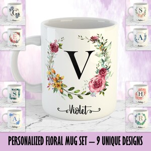 Envolturas Personalizadas para Tazas Florales – 9 Diseños de Sublimación | Plantillas 11oz & 15oz | Descarga Digital (PDF, PSD)