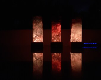 Handmade Wood & Resin Lamp: Unique Bedroom Night Light