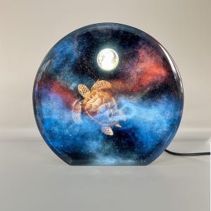 Galaxy Turtle Resin Lamp: Handmade Epoxy Night Light