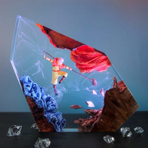 Lámpara de resina Avatar, luz de noche hecha a mano, regalo único para decoración de habitación, lámpara de epoxi, regalo de cumpleaños para él, regalo de juego