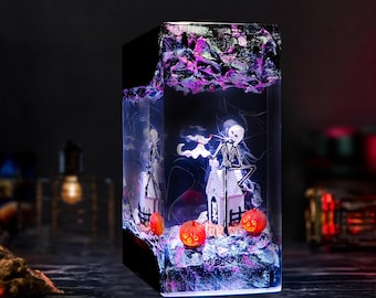 Spooky Skeleton Resin Lamp – Spooky Halloween Night Light with LED Glow