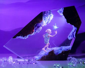Handmade Galaxy Dobby Resin Lamp: Unique Night Light, Room Decor