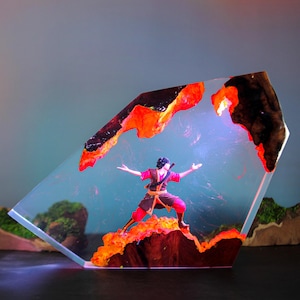 Lámpara de resina Avatar, luz de noche hecha a mano, regalo único para decoración de habitación, lámpara de epoxi, regalo de cumpleaños para él, regalo de juego