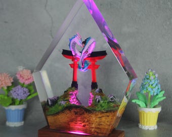 Nachtlampje van animehars | Japanse Torii Fantasy Decor Epoxylamp | Cadeau voor animeliefhebbers