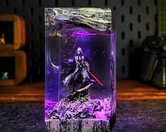 Handgemaakte Star Wars Darth Vader-lamp - op maat gemaakt Sith Lord-diorama