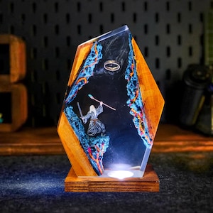 Wizard Resin Lamp, Handmade night Light gift, Unique Gift for Room Decor, Epoxy Lamp, Birthday gift for him, Gaming gift