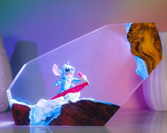 Handmade Stitch Resin Lamp: Unique Night Light, Room Decor