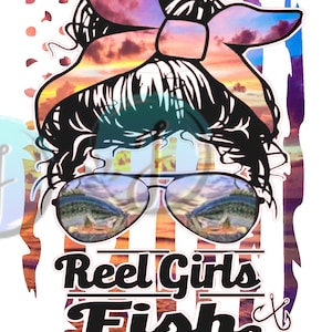 Reel Girls Fish, PNG Datei, Sublimation. Muttertagsgeschenk