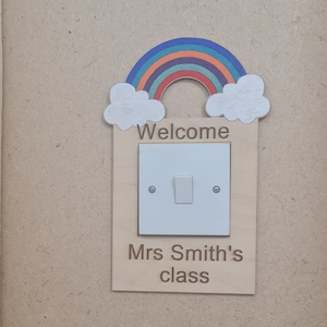 Personalised light switch cover for classroom, teacher, new class, back to school, novelty gift idea, school, playgroup,  UK switch size