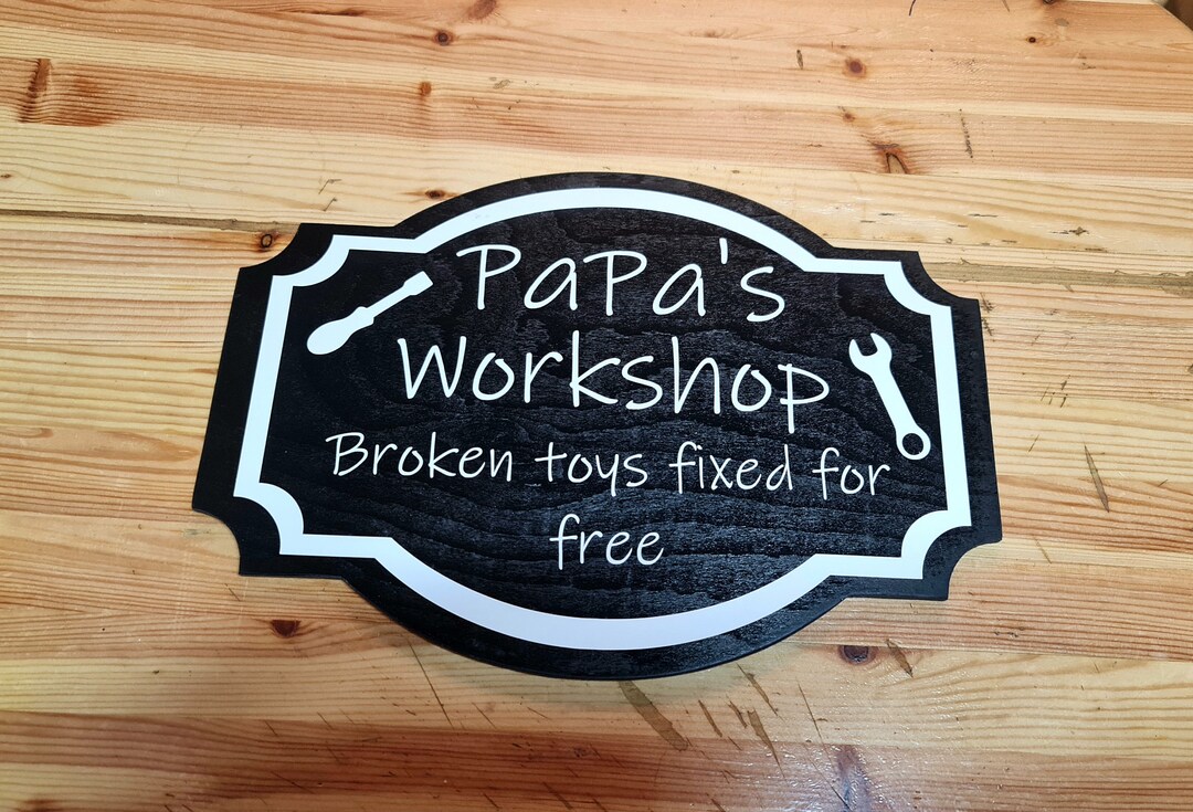Papa's Workshop Plaque: Personalized Plywood Sign - Etsy