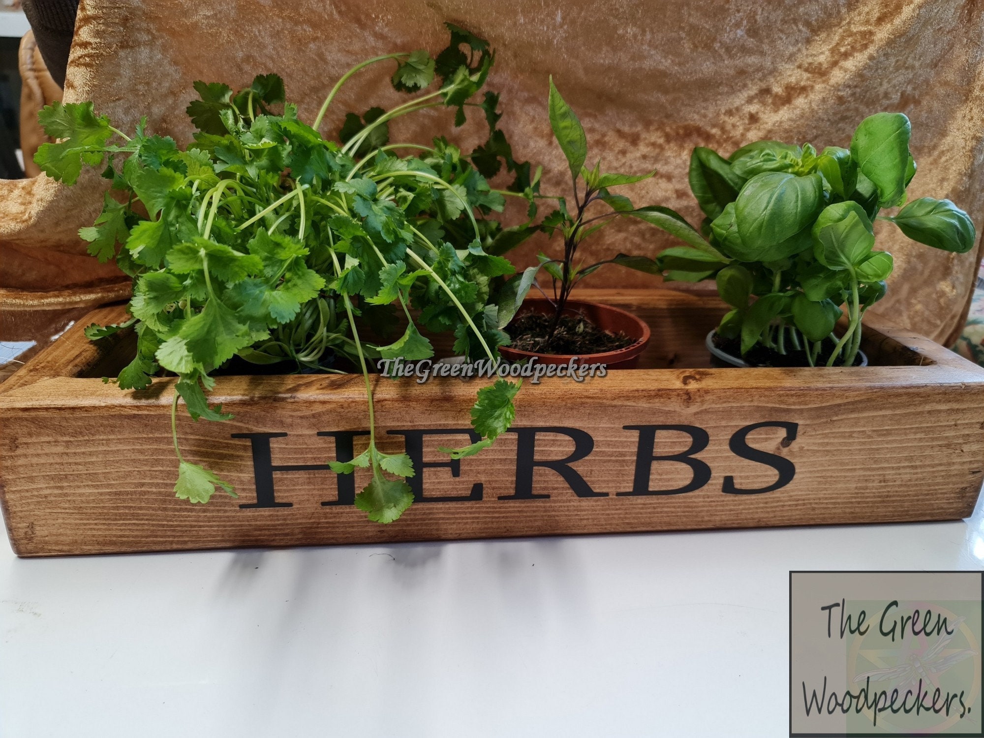 Solid Wood Handmade Herb Trough for Window Sill, Herb Planter, Plant