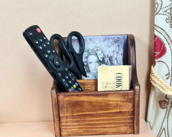 Remote control caddy, storage box for hall table, dressing table, rustic home decor, fathers day gift