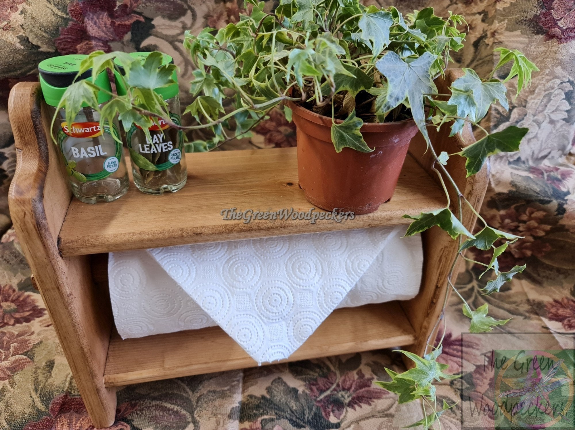 Soporte de toalla de cocina y estante hecho a mano con madera | Etsy