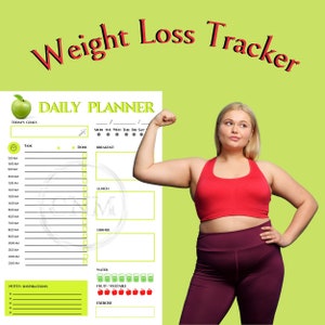 Daily food planner, Template Printable Daily food Journal, Weight Loss Tracker, Fitness Planner Printable sheet, Weight Loss Chart, PDF AM